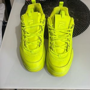 Neon yellow platform Fila sneakers!!!